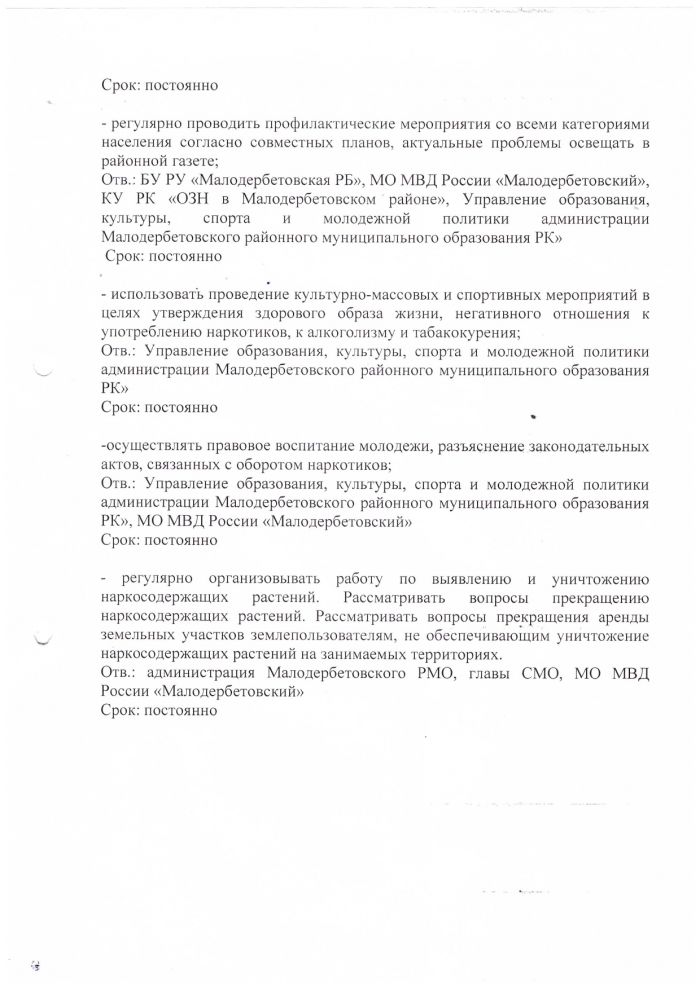 Об утверждении антинаркотической программы Малодербетовского РМО Республики Калмыкия на 2021-2022